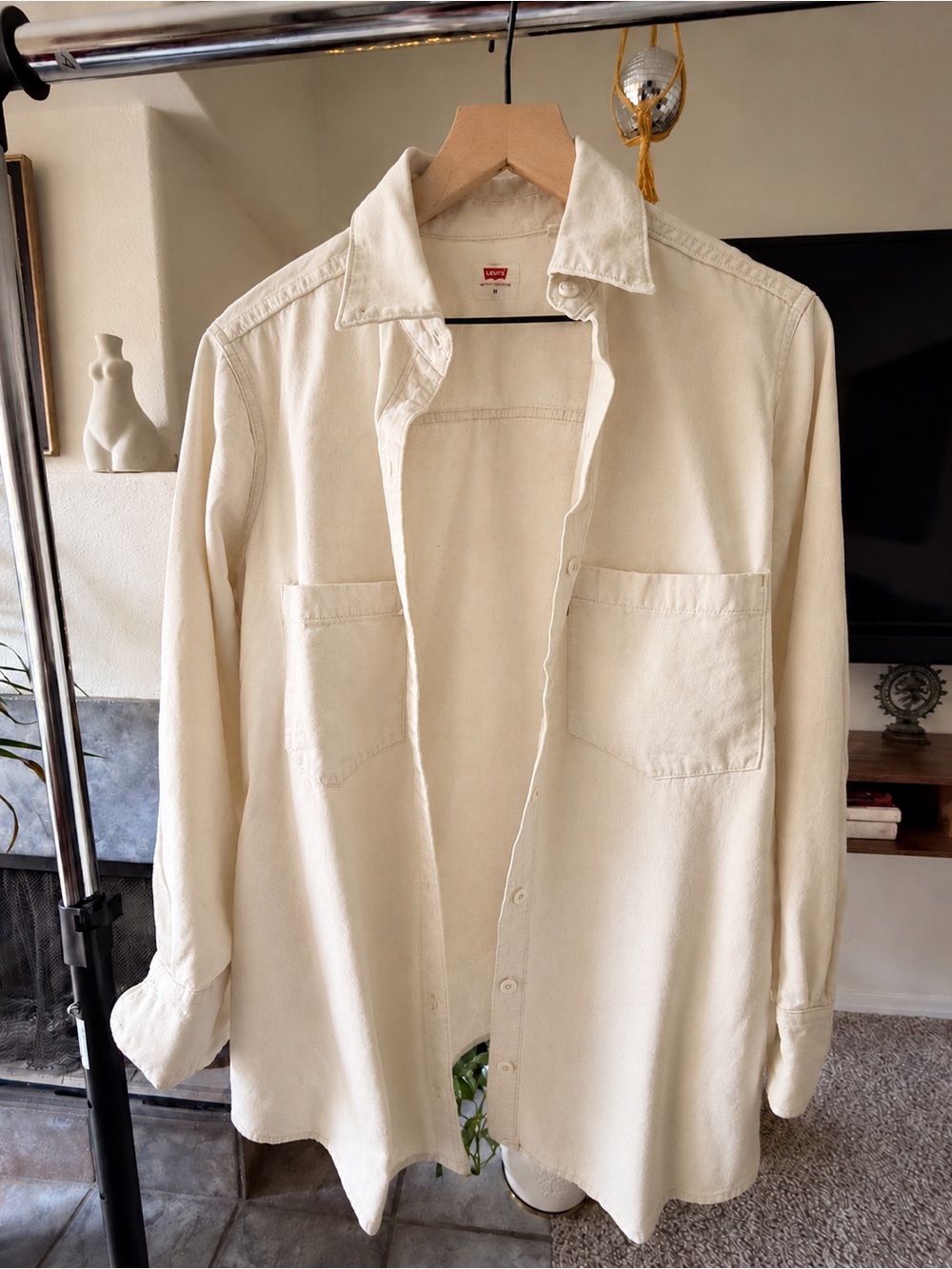 Levi's Cream Lightweight Button-Down Shirt Jacket
